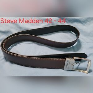 Steve Madden Black/Brown Leather Womens Belt with Silver Buckle